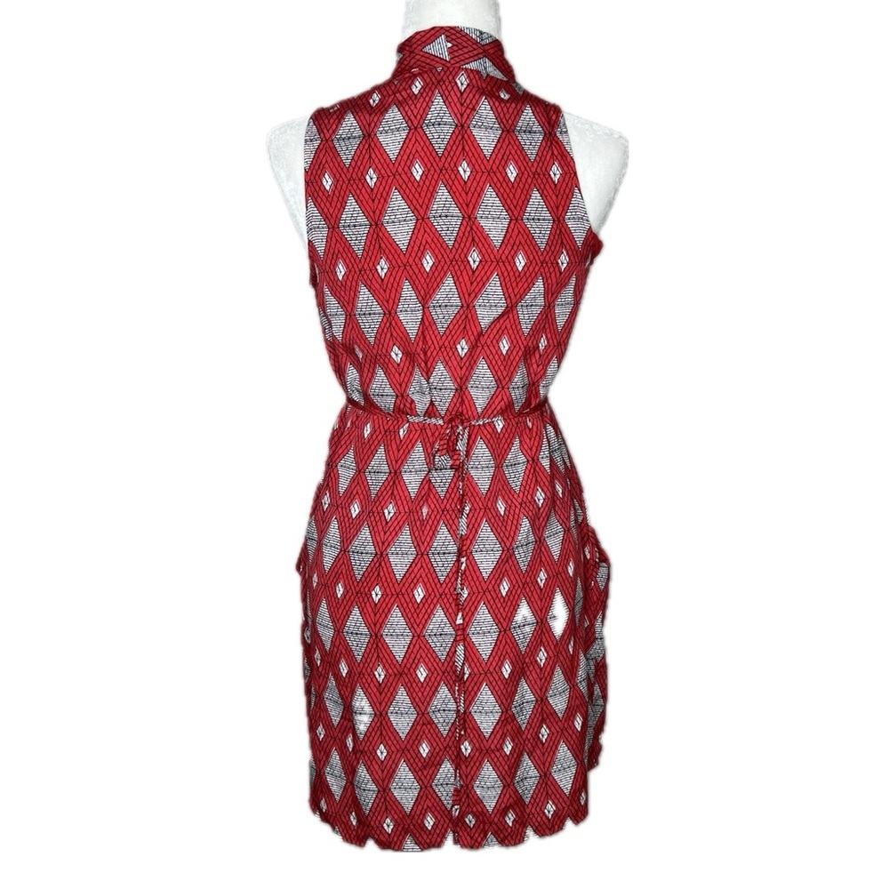 Collective Concepts Dress Sleeveless Pockets Geometric Diamond Red White XS - Picture 14 of 15